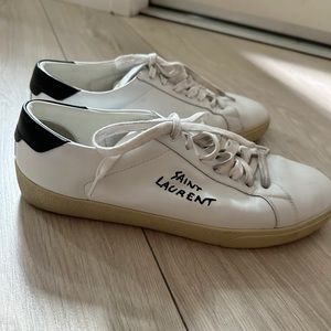 Saint Laurent Men’s Court classic Embroidered Sneakers Smooth Leather